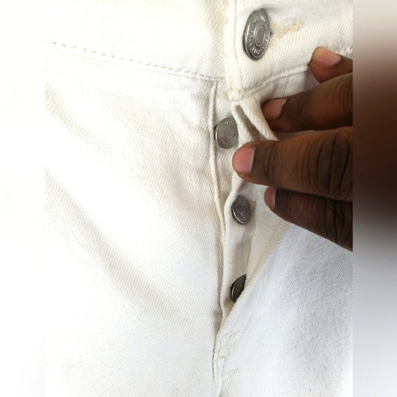 We The Free Winter White Fringed Hem Straight leg Jeans Sz 30 - Picture 15 of 15